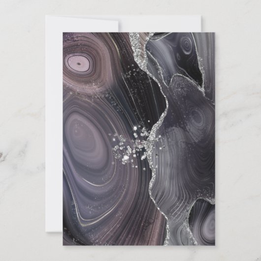Moody Dark Agate Silver Glitter Wedding Kaart (Achterkant)