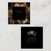 Moody Dark Black Herfst Herfst Bloemen Cadeauwinke Vierkante Visitekaartje (Voorkant / Achterkant)