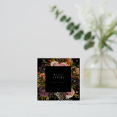 Moody Dark Black Herfst Herfst Bloemen Cadeauwinke Vierkante Visitekaartje (Staand voorkant)