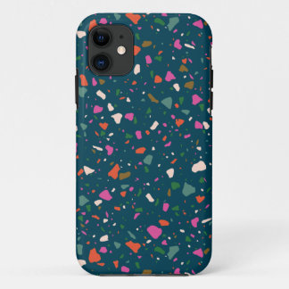 Moody Dark Blauwgroen Terrazzo-telefoontas Case-Mate iPhone Case