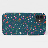 Moody Dark Blauwgroen Terrazzo-telefoontas Case-Mate iPhone Case (Achterkant (horizontaal))