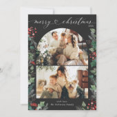Moody Dark Boho Multi Photo Arch Kerstmis Feestdagenkaart (Voorkant)