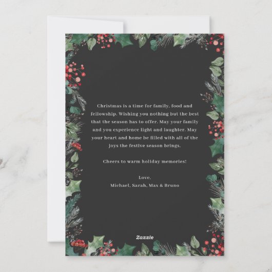 Moody Dark Boho Multi Photo Arch Kerstmis Feestdagenkaart (Achterkant)