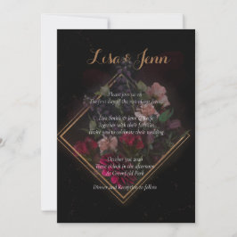 Moody Dark Boquet Wedding Invitations Kaart
