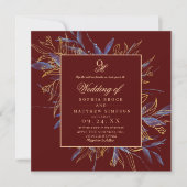 Moody Dark Burgundy Floral Wedding Kaart (Voorkant)