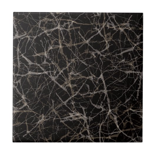 Moody Dark Elegant Black Marble Stone Texture Tegeltje (Voorkant)