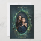 Moody Dark Elegant Enchanted Forest Fotobruiloft Save The Date (Voorkant)