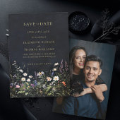 Moody Dark Elegant Romantic Wildflowers Wedding Save The Date
