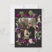 Moody Dark Floral Black Burgundy Romantic Photo Save The Date (Achterkant)