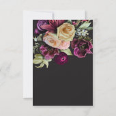 Moody Dark Floral Black Burgundy Romantic Save The Date (Achterkant)