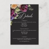 Moody Dark Floral Black Burgundy Romantic Wedding Informatiekaartje (Voorkant)