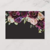 Moody Dark Floral Black Burgundy Romantic Wedding Informatiekaartje (Achterkant)