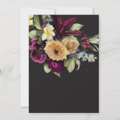 Moody Dark Floral Black Burgundy Romantic Wedding Kaart (Achterkant)
