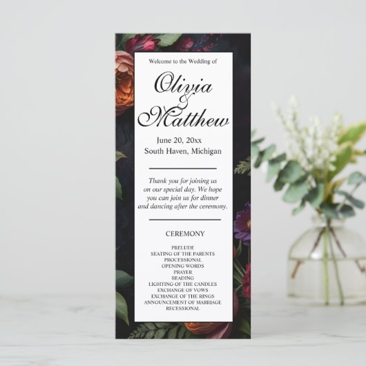  Moody Dark Floral Boho rozen (Staand voorkant)