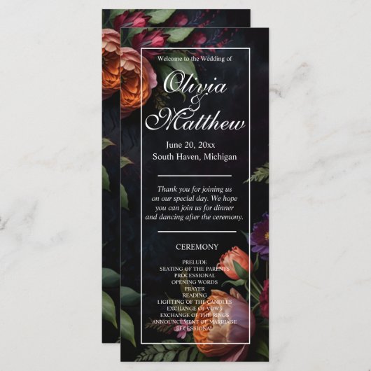  Moody Dark Floral Boho rozen (Voorkant / Achterkant)