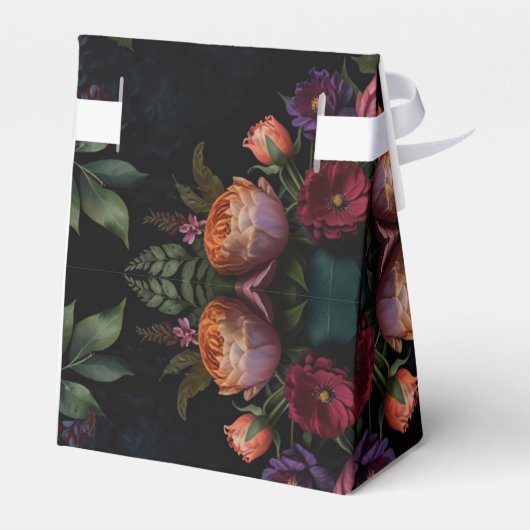 Moody Dark Floral Boho rozen Bedankdoosjes (Achterkant)