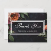 Moody Dark Floral Boho rozen Bedankkaart (Voorkant)