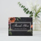 Moody Dark Floral Boho rozen Bedankkaart (Staand voorkant)