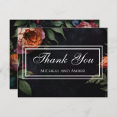  Moody Dark Floral Boho rozen Bedankkaart (Voorkant / Achterkant)