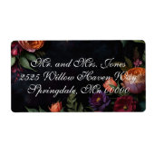  Moody Dark Floral Boho rozen Etiket (Voorkant)