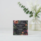 Moody Dark Floral Boho rozen Informatiekaartje (Staand voorkant)