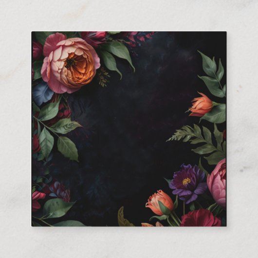 Moody Dark Floral Boho rozen Informatiekaartje (Achterkant)