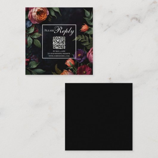 Moody Dark Floral Boho rozen Informatiekaartje (Voorkant / Achterkant)