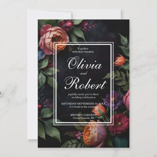 Moody Dark Floral Boho rozen Kaart (Voorkant)