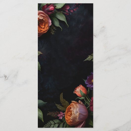Moody Dark Floral Boho rozen Menu (Achterkant)