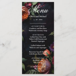  Moody Dark Floral Boho rozen Menu