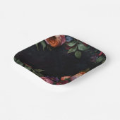 Moody Dark Floral Boho rozen Papieren Bordje (Gebogen)