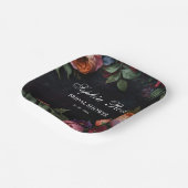  Moody Dark Floral Boho rozen Papieren Bordje (Gebogen)