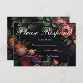 Moody Dark Floral Boho rozen RSVP Kaartje (Voorkant / Achterkant)