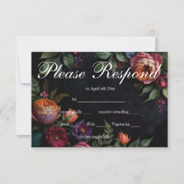  Moody Dark Floral Boho rozen RSVP Kaartje