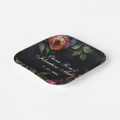 moody dark floral boho rozen Trouwen Papieren Bordje (Gebogen)