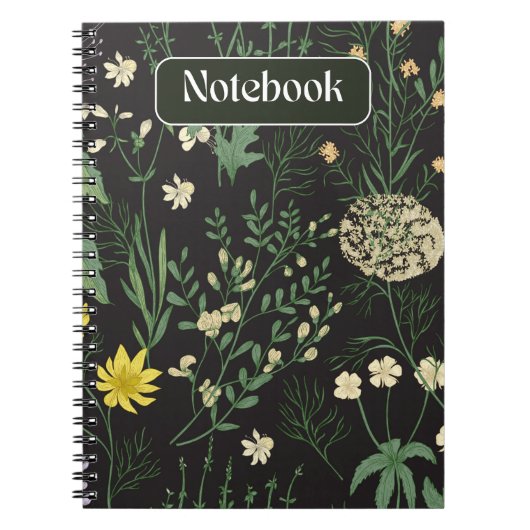 Moody Dark Floral Botanisch Notitieboek (Voorkant)