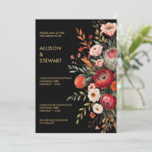 Moody Dark Floral Botanische Elegantie bruiloft Kaart (Staand voorkant)