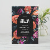 Moody Dark Floral Bridal Shower Kaart (Staand voorkant)