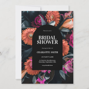 Moody Dark Floral Bridal Shower Kaart