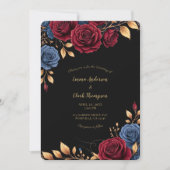 Moody Dark Floral Gold Elegant Wedding Kaart (Voorkant)