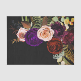 Moody Dark Floral Greenery Bold Color Chic Wedding Tissuepapier