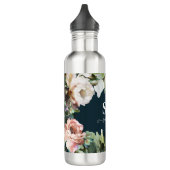 Moody dark floral modern elegant gepersonaliseerd waterfles  (Links)