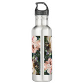 Moody dark floral modern elegant gepersonaliseerd waterfles  (Achterkant)