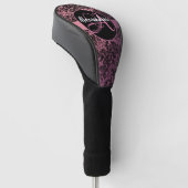 Moody Dark Floral op roze monogram Golfheadcover (Schuin)