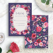 Moody Dark Floral RSVP Kaartje