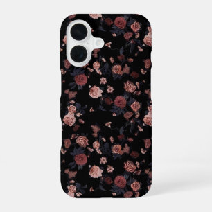 Moody Dark Floral Vintage Rode Rozen iPhone Hoesje iPhone 16 Hoesje