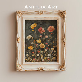  Moody Dark Flower Art Victoriaans Bloemen Poster