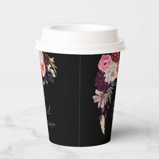 Moody Dark Flowers & Greenery Vrijgezellenfeest Papieren Bekers (Rechts)