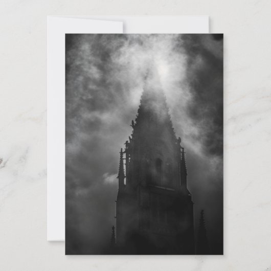 Moody Dark Ghost Bride in Mist Bruids Brunch Kaart (Achterkant)