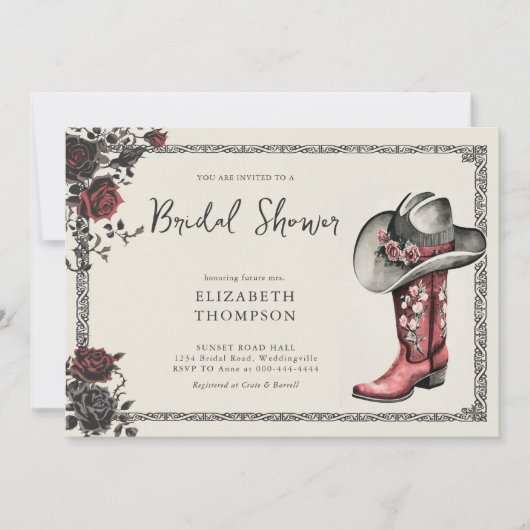 Moody Dark Gothic Western Zwart Rozen Vrijgezellen Kaart (Voorkant)